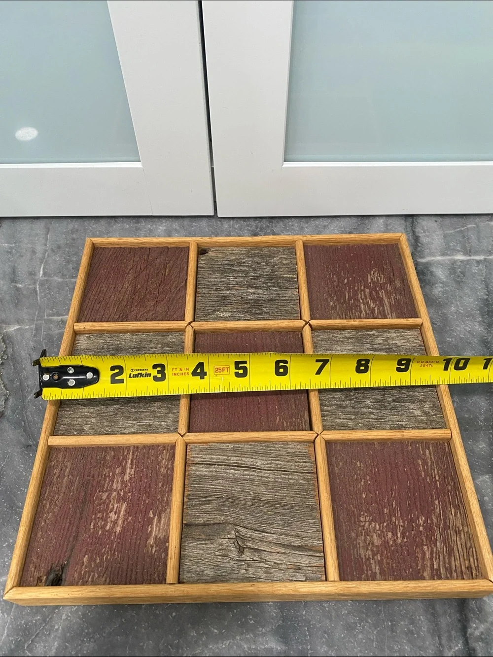 Rustic Red & Weathered Wood Checker Board for Playing Checkers or as Wall Decor